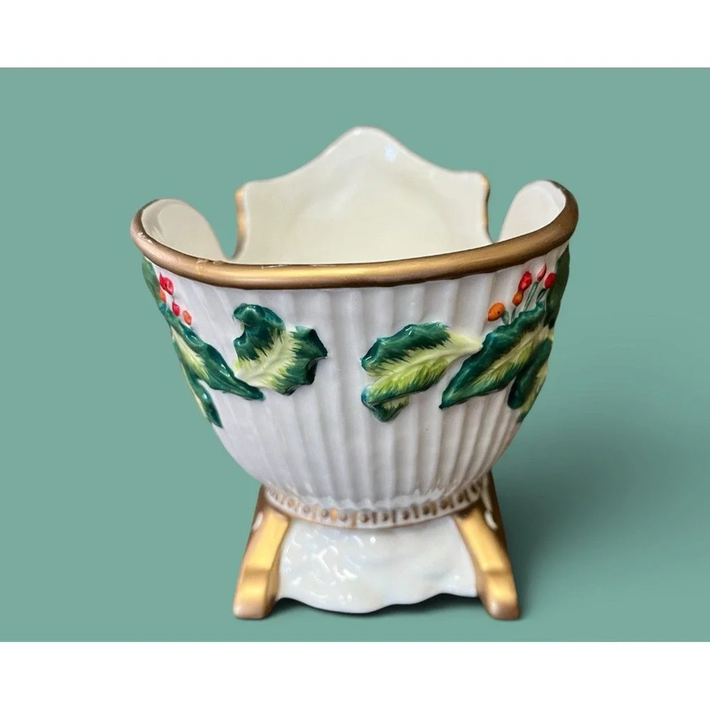 Fitz & Floyd‎ Snowy Sleigh Ride Conforti Collection 2007 Planter Candy Bowl Xmas